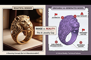AI jewelry concept vs production ready 3D model